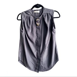 Mandee Grey sleeveless blouse with jew